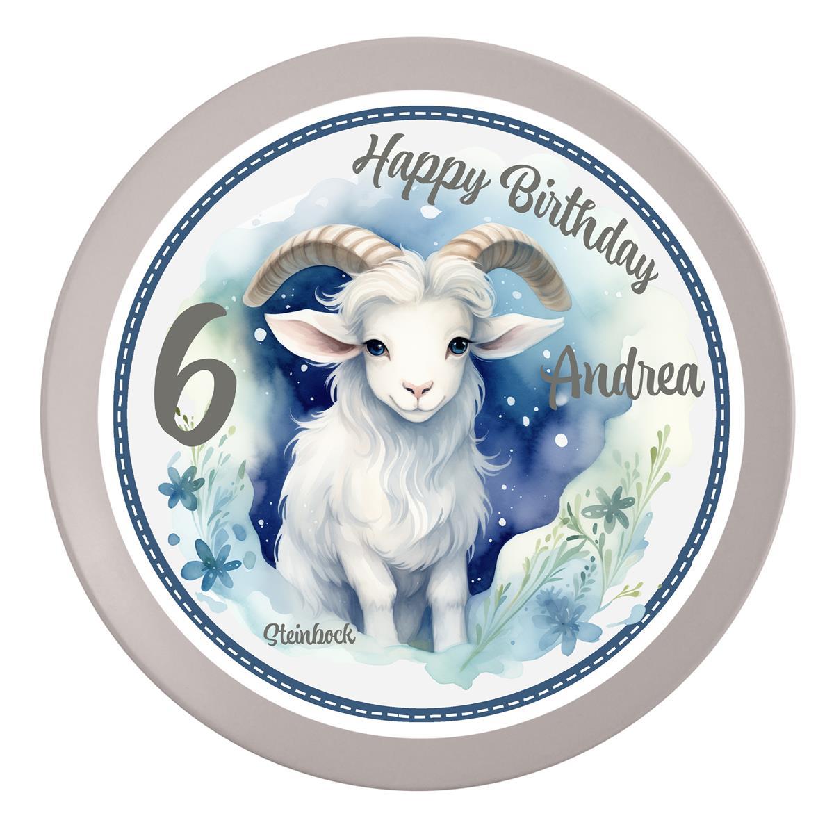 Tortenaufleger Geburtstag Sternzeichen Steinbock 1 Name & Zahl (20cm) Fondant Papier