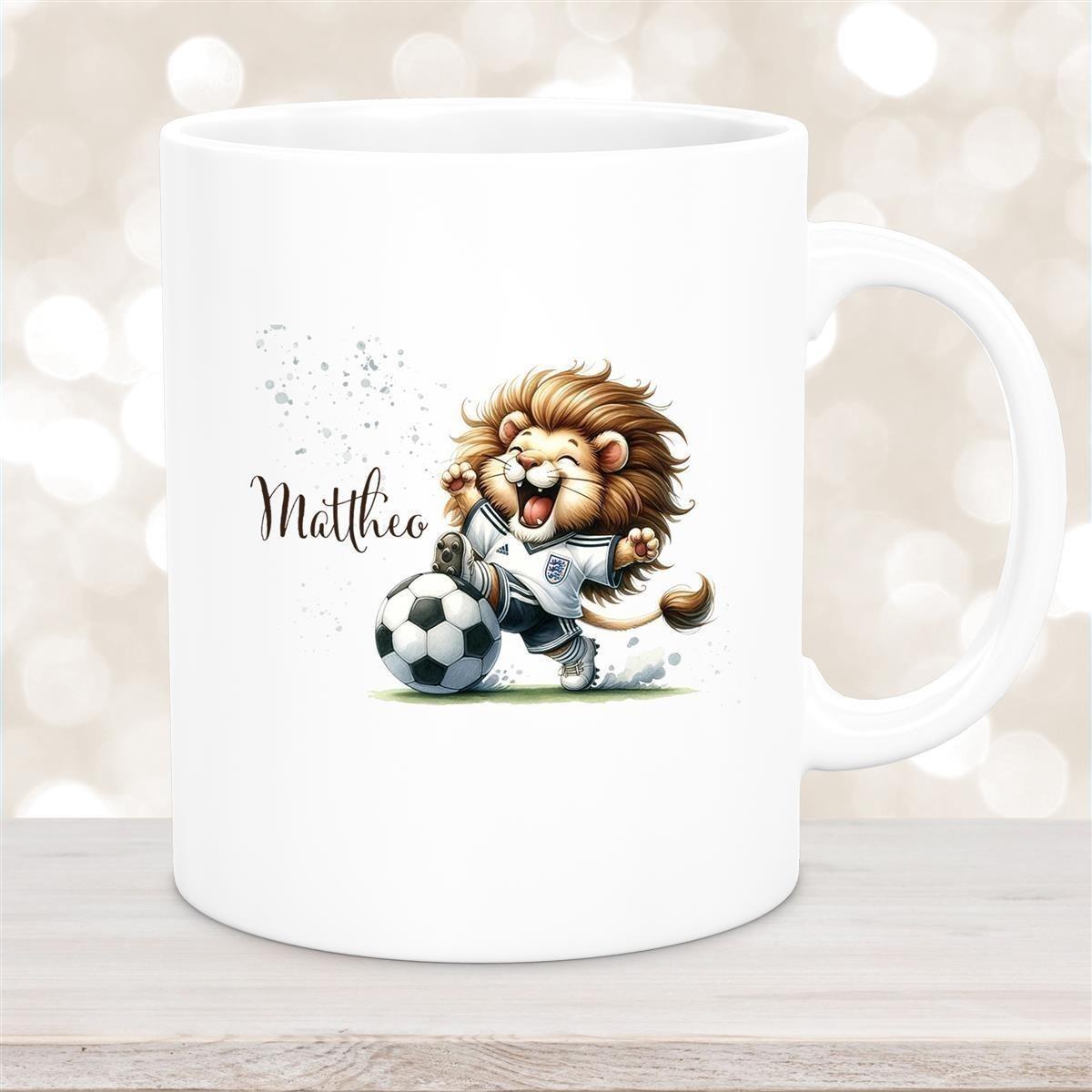 Tasse Fußball 9 Wunschname Keramik Kinderbecher personalisiert versch. Farben