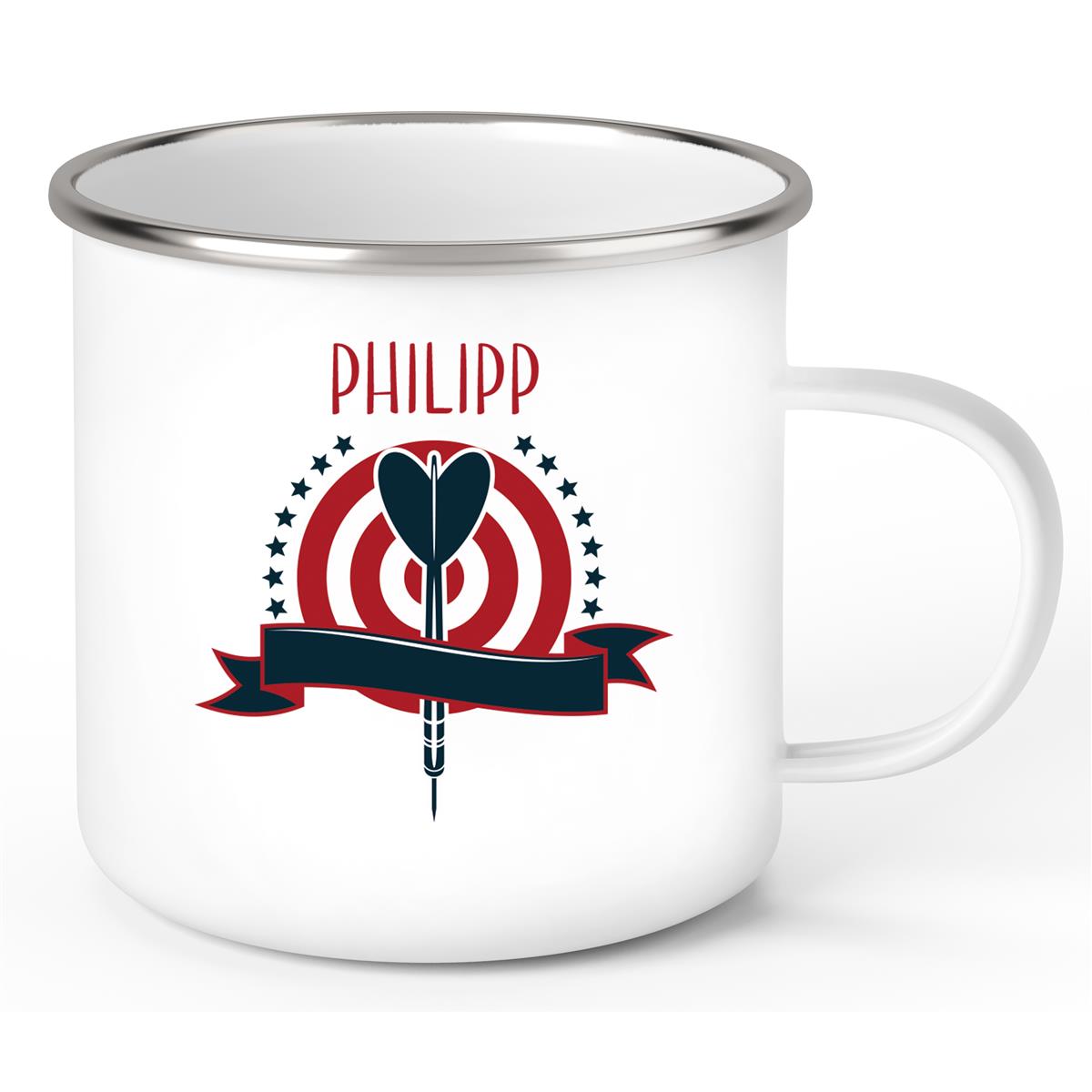 Tasse Dart #4 Wunschname Emaille Kinderbecher personalisiert