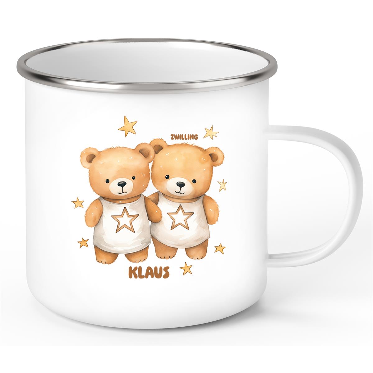 Tasse Sternzeichen Kinder Zwilling 1 Wunschname Emaille Kinderbecher personalisiert