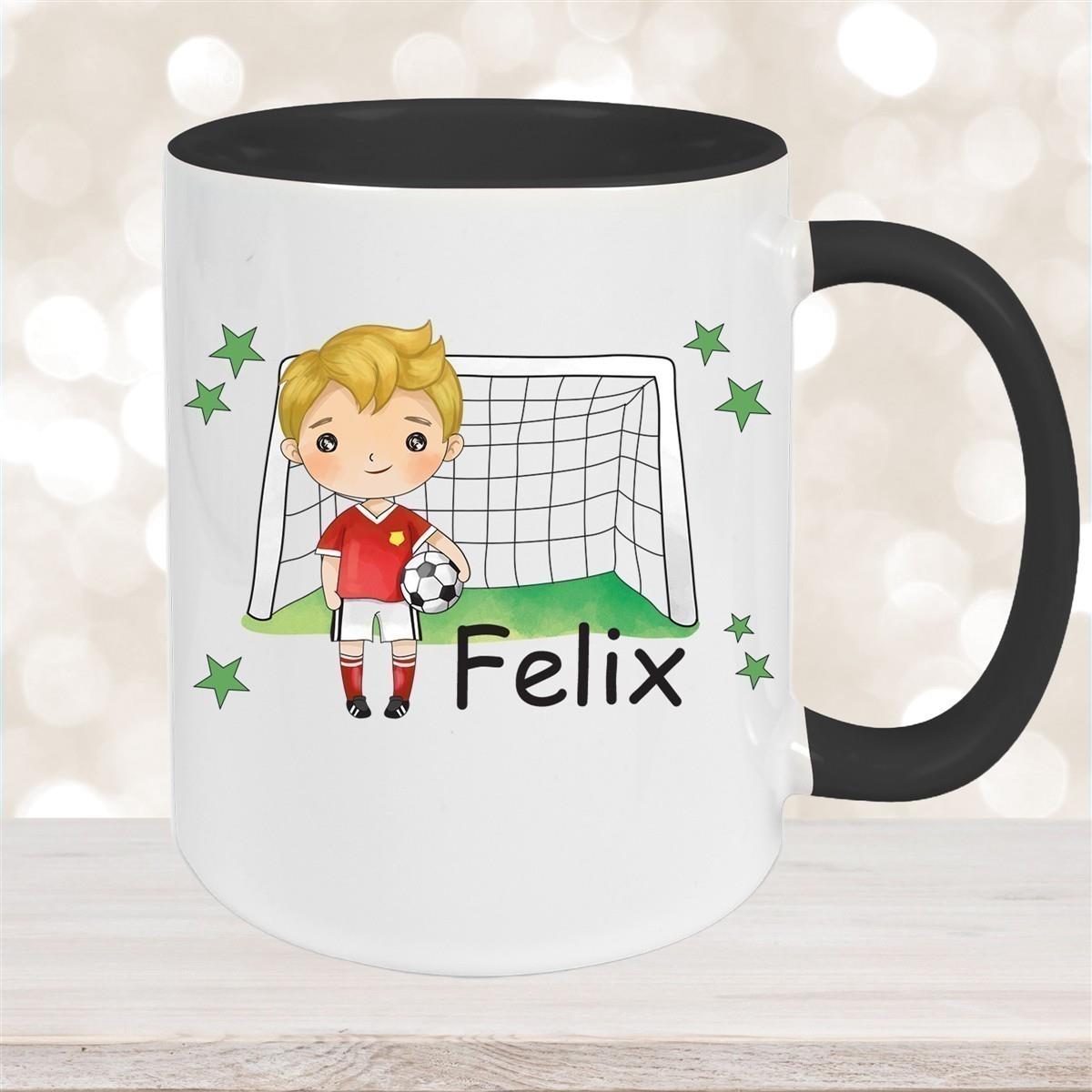 Tasse Fußball 1 Wunschname Keramik Kinderbecher personalisiert versch. Farben