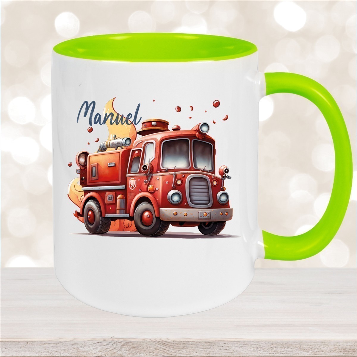 Tasse Wunschname Feuerwehr #1 Keramik Kinderbecher versch. Farben