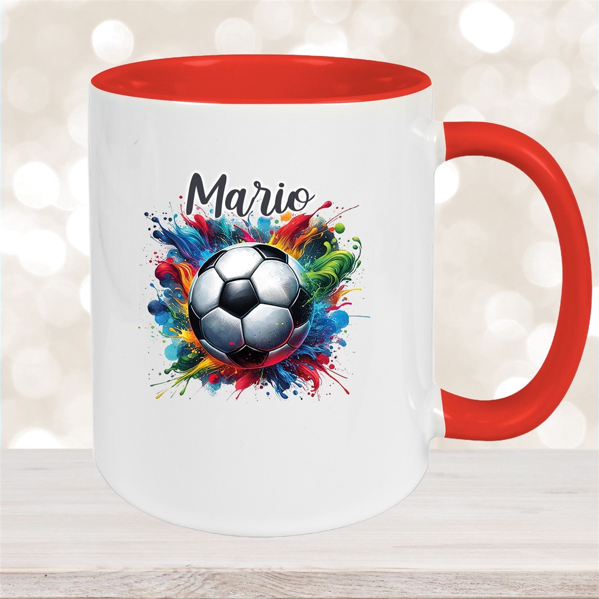 Tasse Wunschname Fußball #12 Personalisiert Keramik Kinderbecher versch. Farben