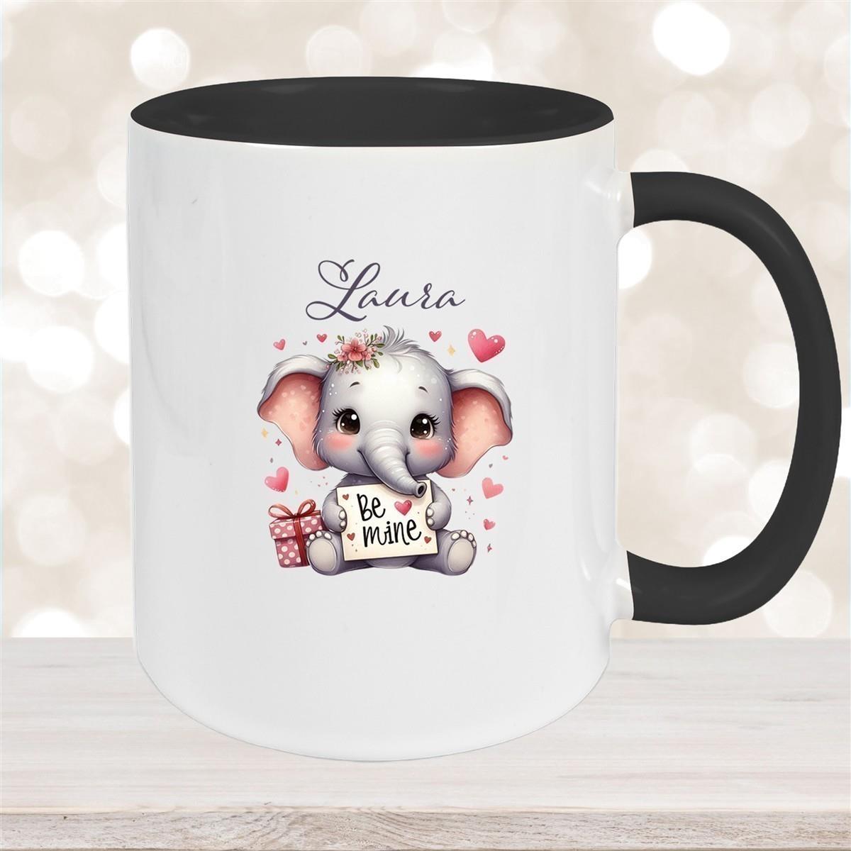 Tasse Liebe - Elefant Valentinstag Wunschnamen Keramik personalisiert versch. Farben