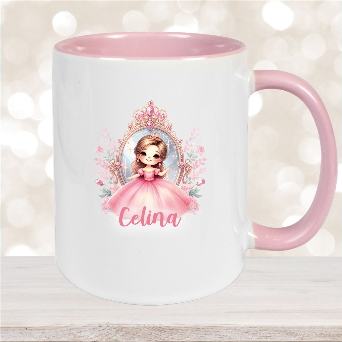 Tasse Kinder Prinzessin #2 Wunschname Keramik Kinderbecher personalisiert versch. Farben