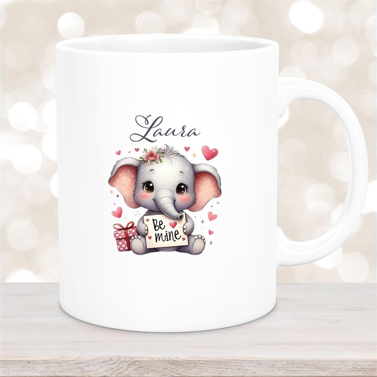 Tasse Liebe - Elefant Valentinstag Wunschnamen Keramik personalisiert versch. Farben