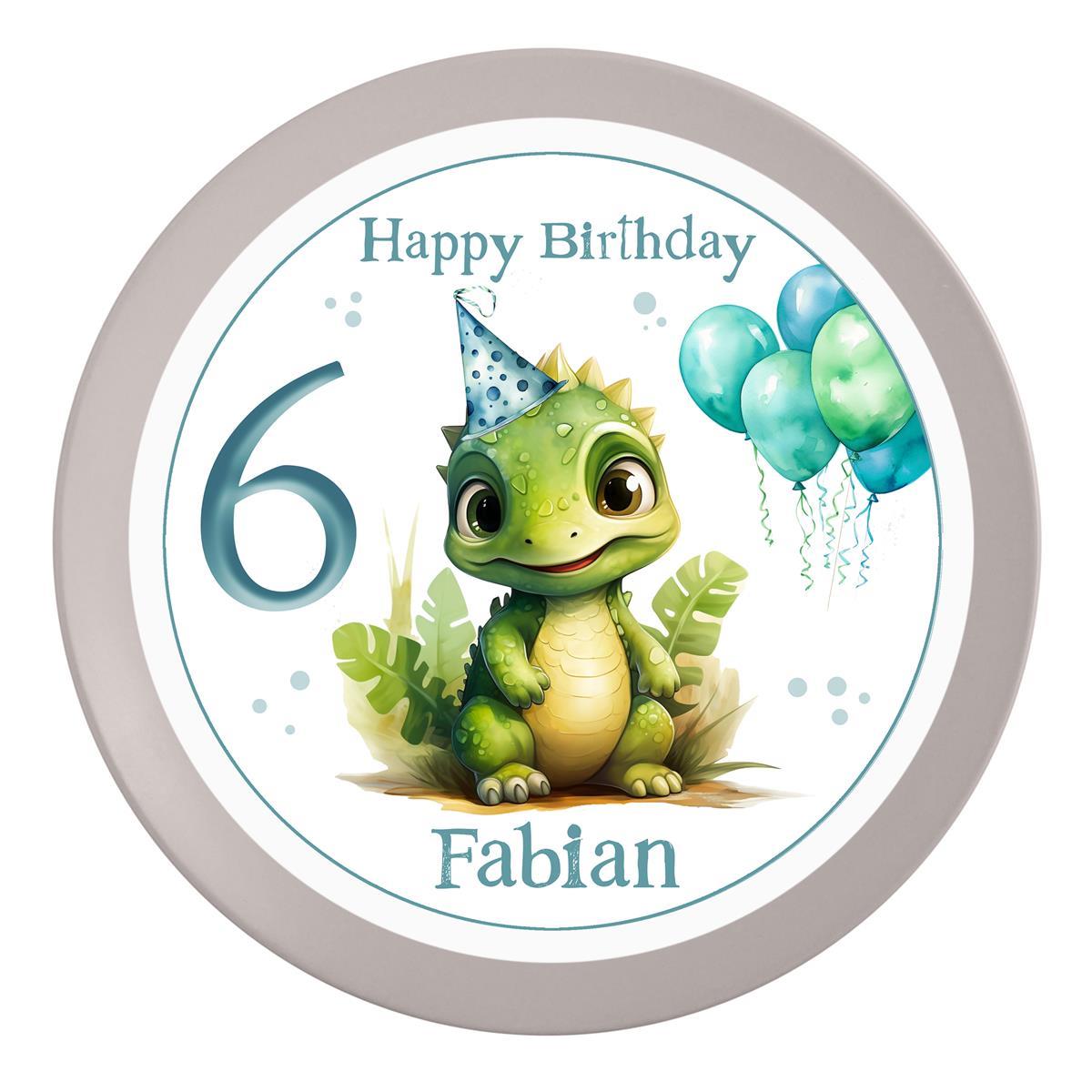 Tortenaufleger Geburtstag Dino 6 Name & Zahl (20cm)
