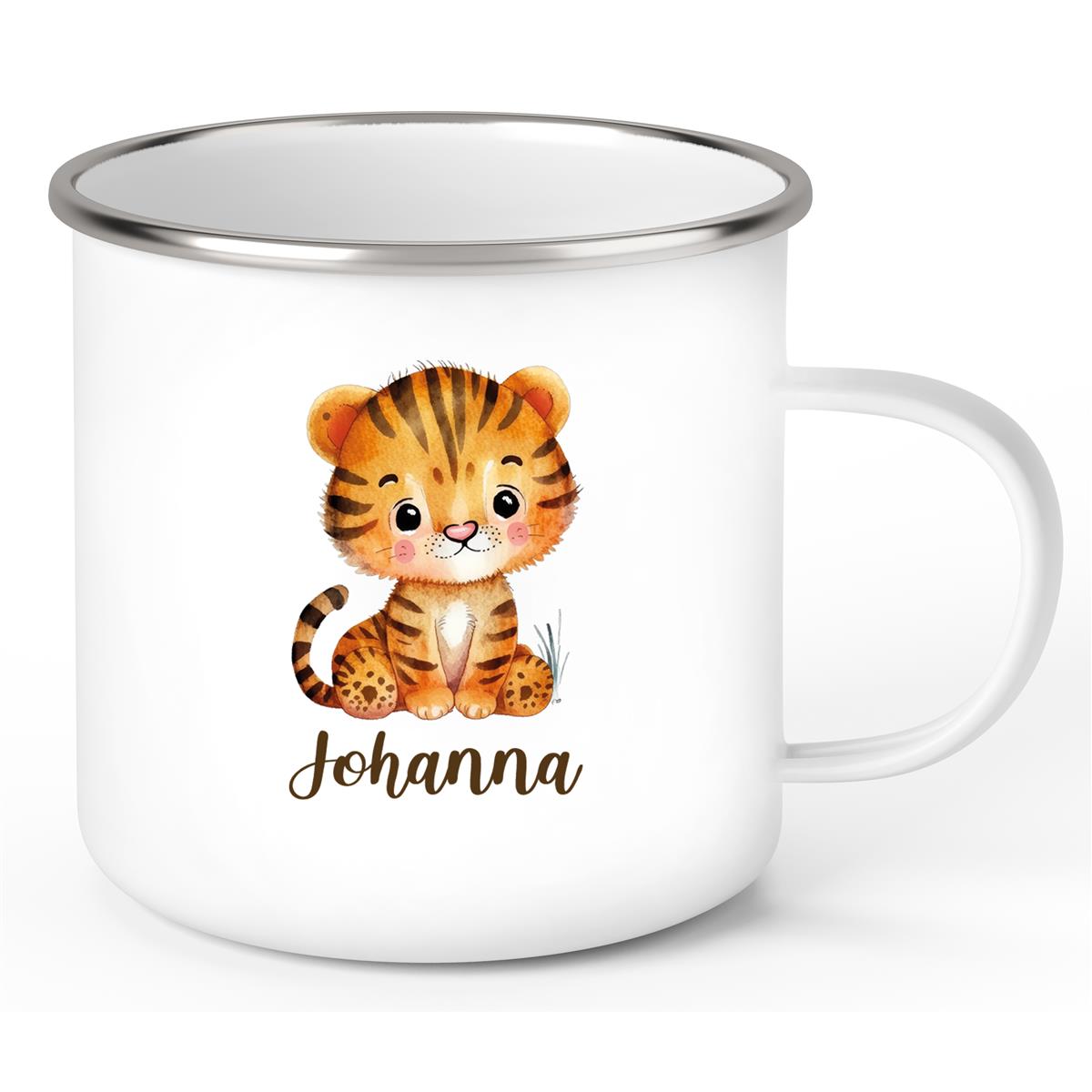 Tasse Wunschname Tiger 1 Emaille Kinderbecher