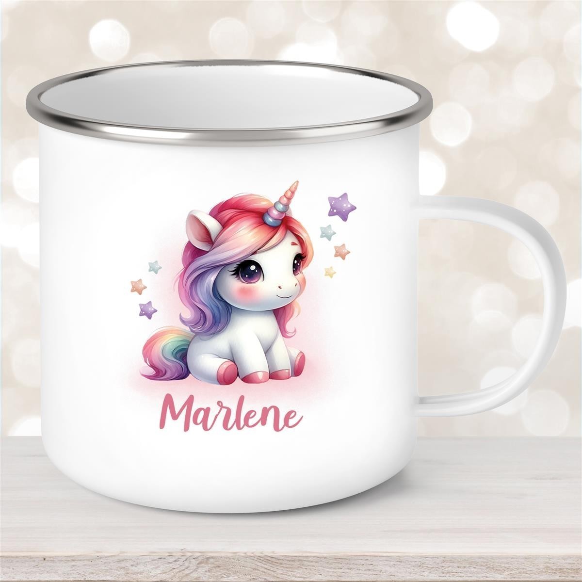 Tasse Einhorn #10 Wunschname Emaille Kinderbecher personalisiert Tasse Einhorn #10 Wunschname Emaille Kinderbecher personalisiert