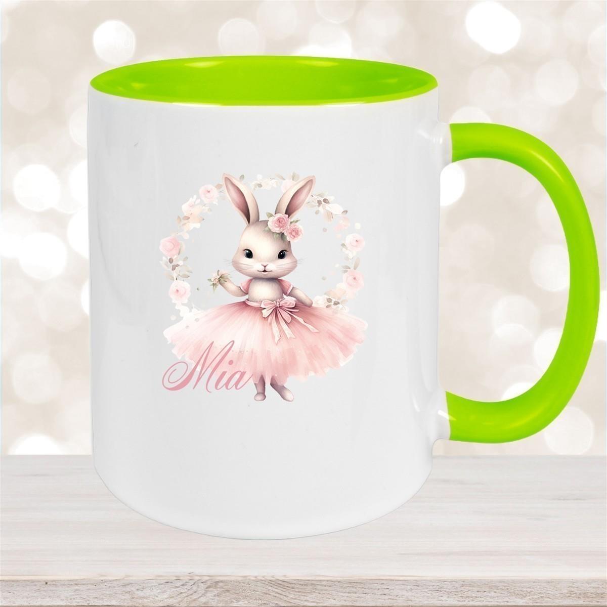 Tasse Ballerina 5 Wunschname Keramik Kinderbecher personalisiert versch. Farben