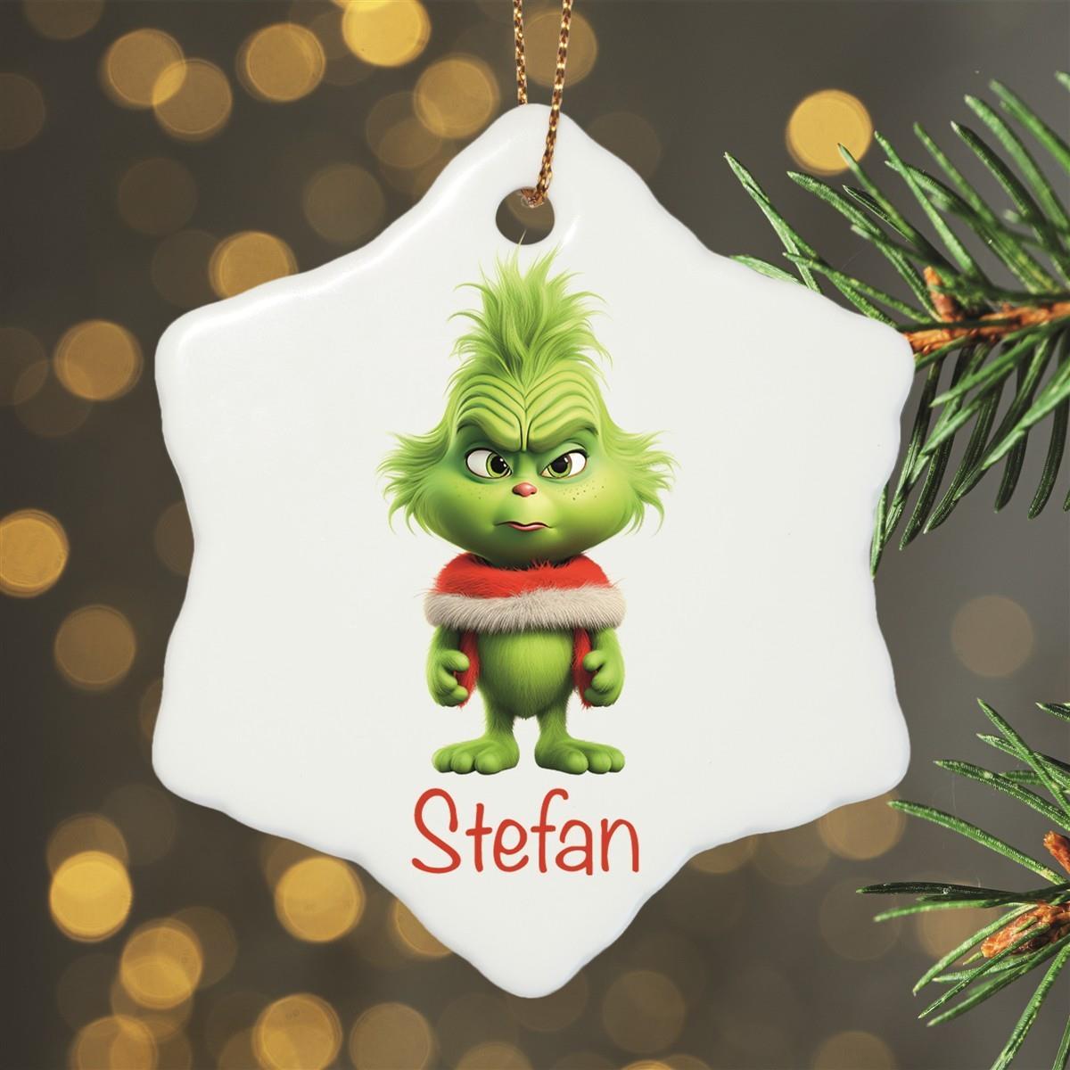 Weihnachtsanhänger personalisiert Grinch 1 Name Motiv Anhänger Keramik, Weihnachtsschmuck, Weihnachtskugel, Christbaumschmuck versch. Formen
