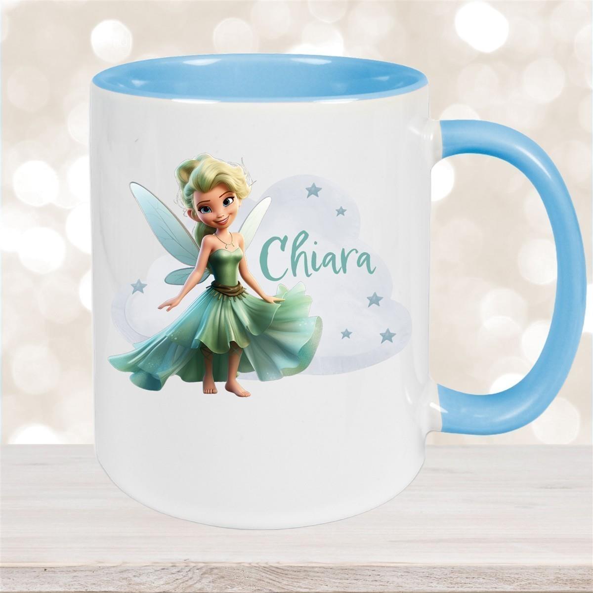 Tasse Fee 5 Wunschname Keramik Kinderbecher personalisiert versch. Farben