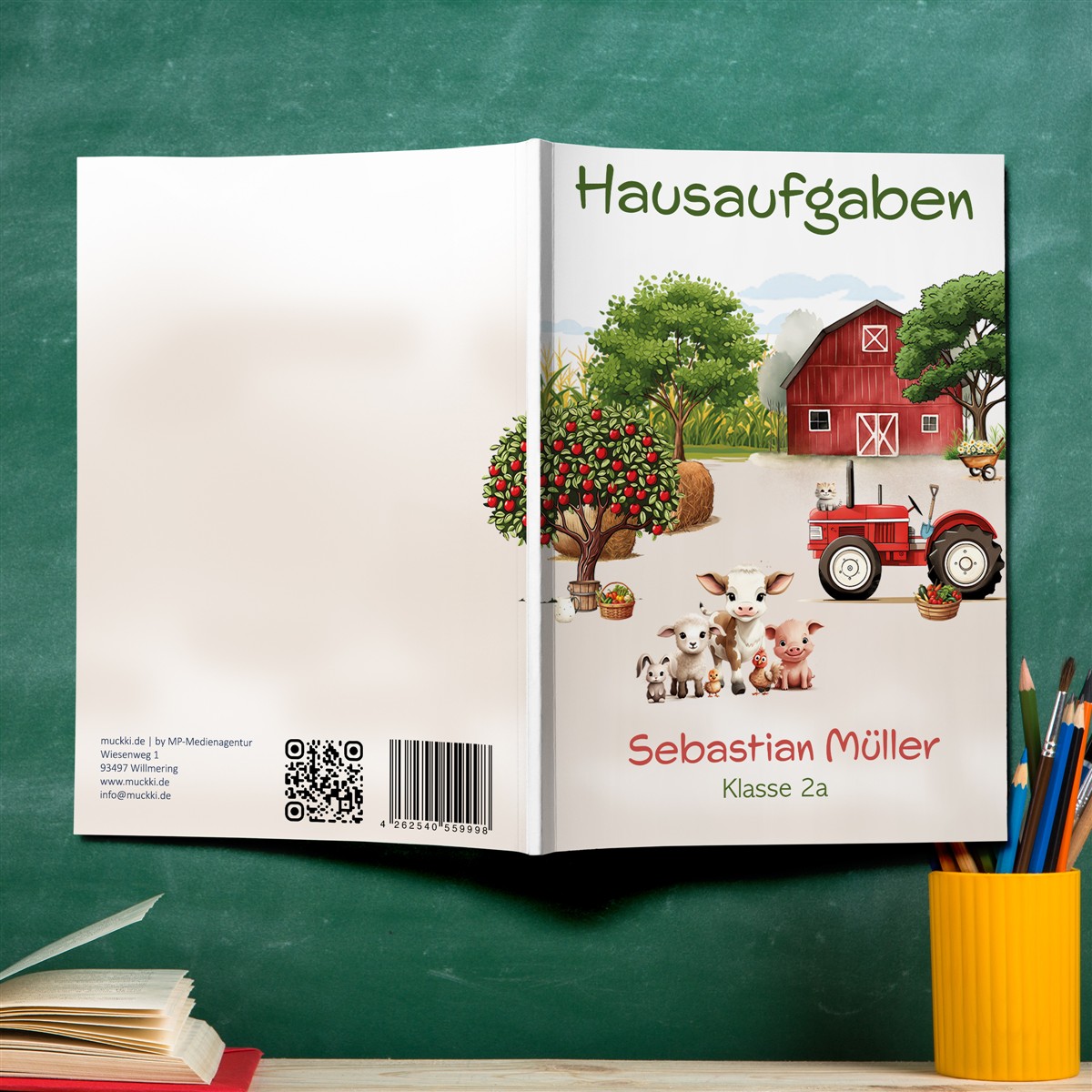 Hausaufgabenheft Bauernhof #1  DIN A5 - 48 Blatt mit Name und Klasse