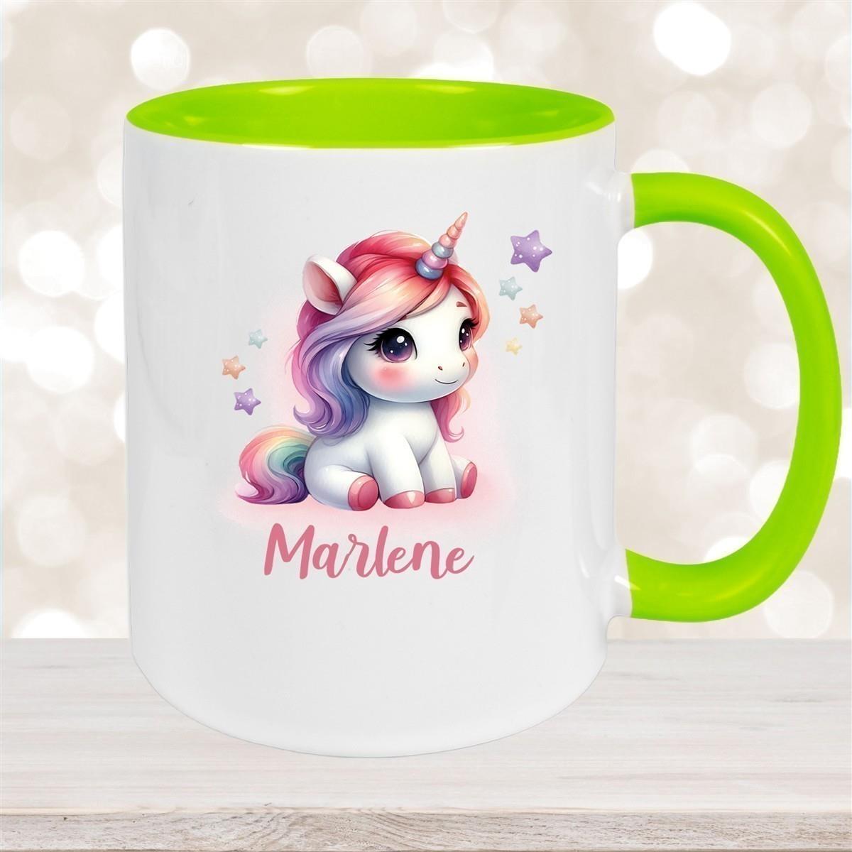 Tasse Einhorn 10 Wunschname Keramik Kinderbecher personalisiert versch. Farben