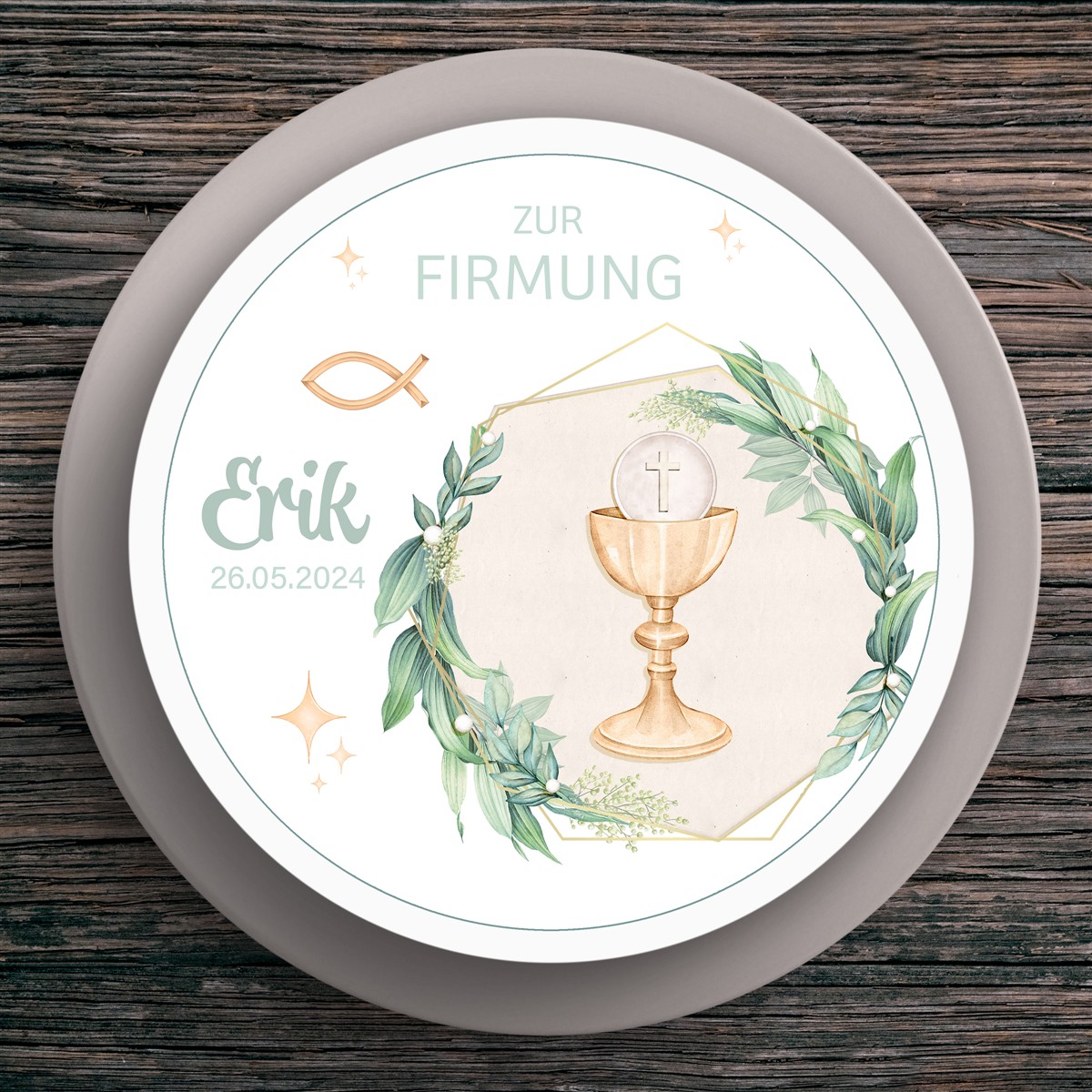 Tortenaufleger Firmung Kelch #1 Name & Datum (20cm) Tortenaufleger Firmung Kelch #1 Name & Datum (20cm)