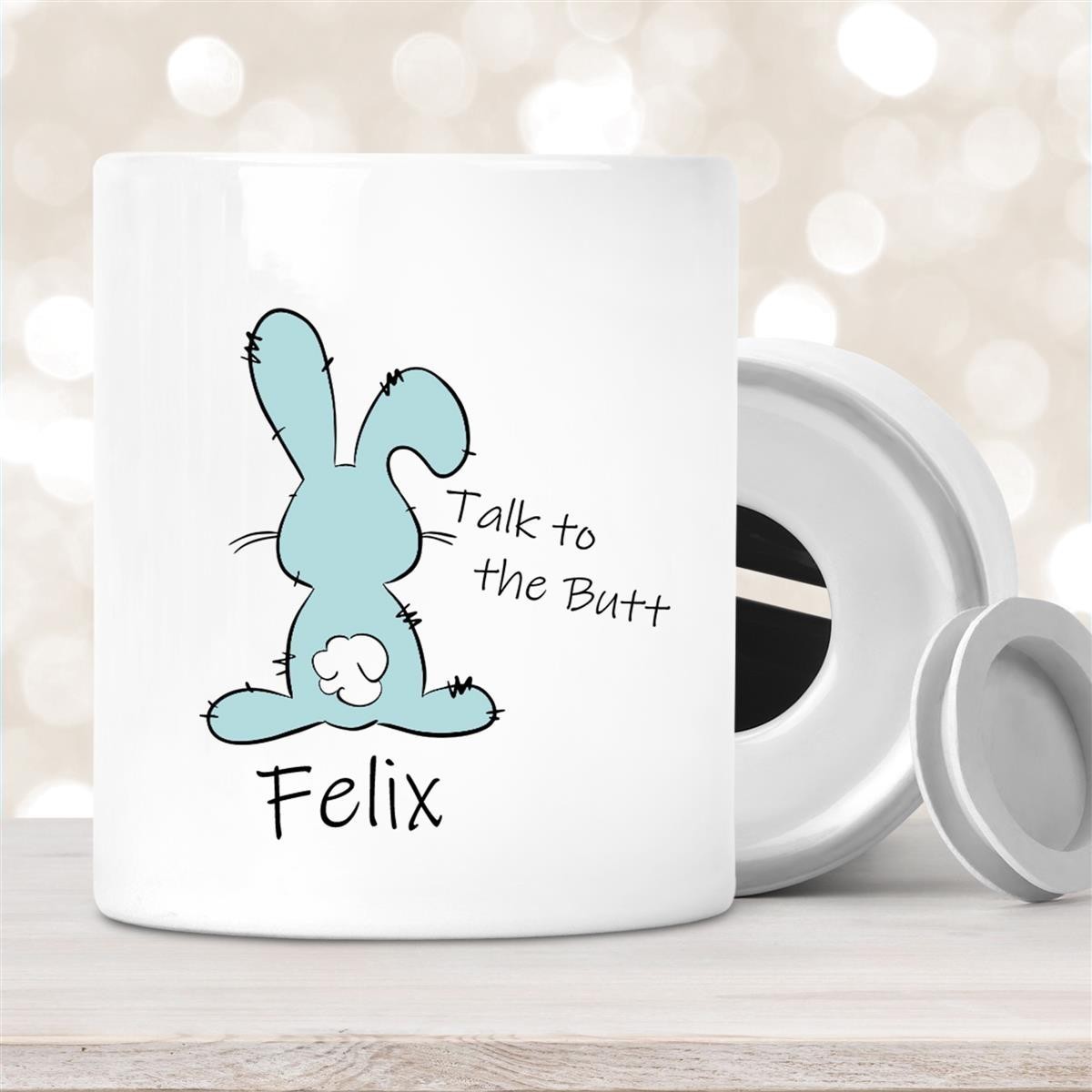 Spardose Ostern - Hase Talk to the Butt #2 mit Wunschname personalisiert Spardose Ostern - Hase Talk to the Butt #2 mit Wunschname personalisiert