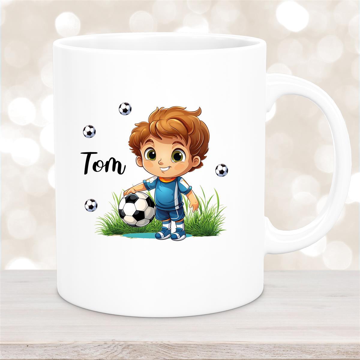 Tasse Fußball #7 Wunschname Keramik Kinderbecher personalisiert versch. Farben 
