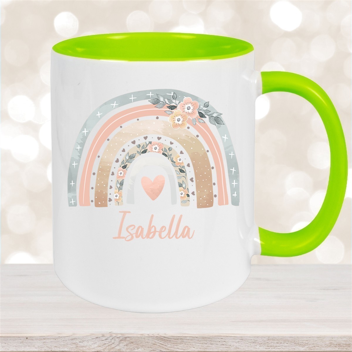 Tasse Wunschname Regenbogen #7 Keramik Kinderbecher versch. Farben