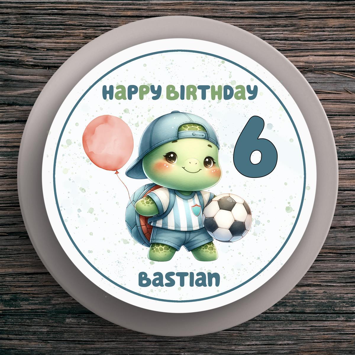 Tortenaufleger Geburtstag Fußball #11 Personalisiert Name & Zahl (20cm) Fondant Papier