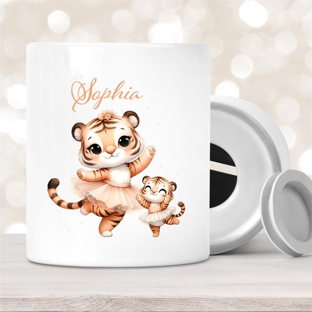 Spardose mit Wunschname Tiger #2 personalisiert