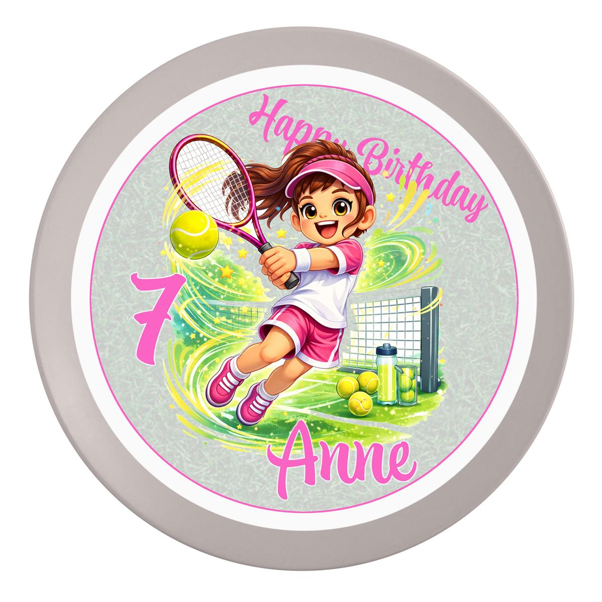 Tortenaufleger Geburtstag Tennis 2 Name & Zahl (20cm) Fondant Papier