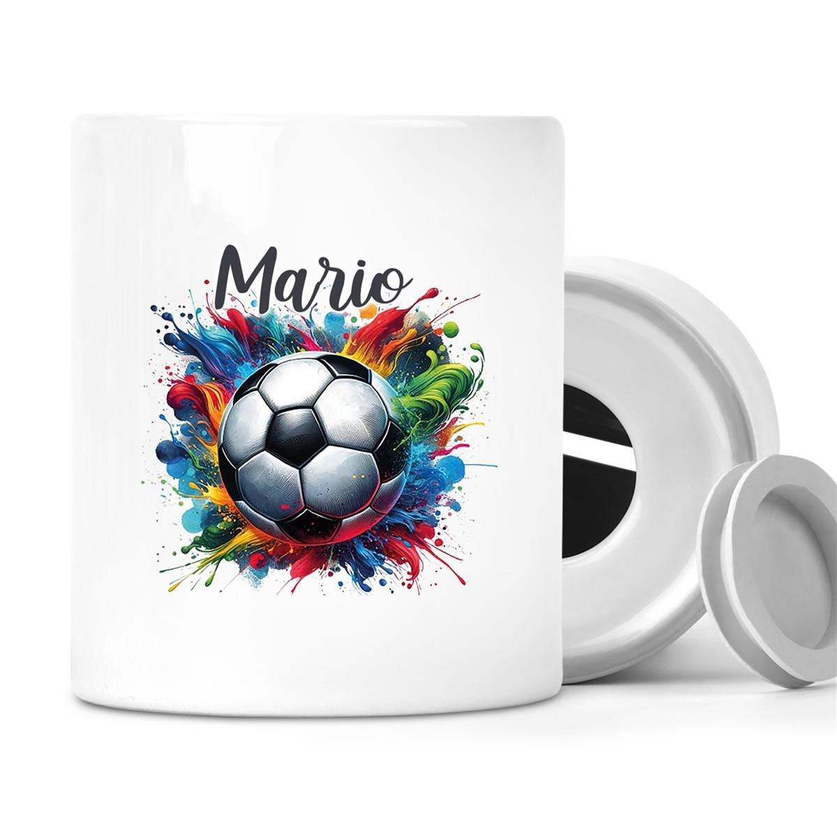 Spardose mit Wunschname Fußball  12 personalisiert