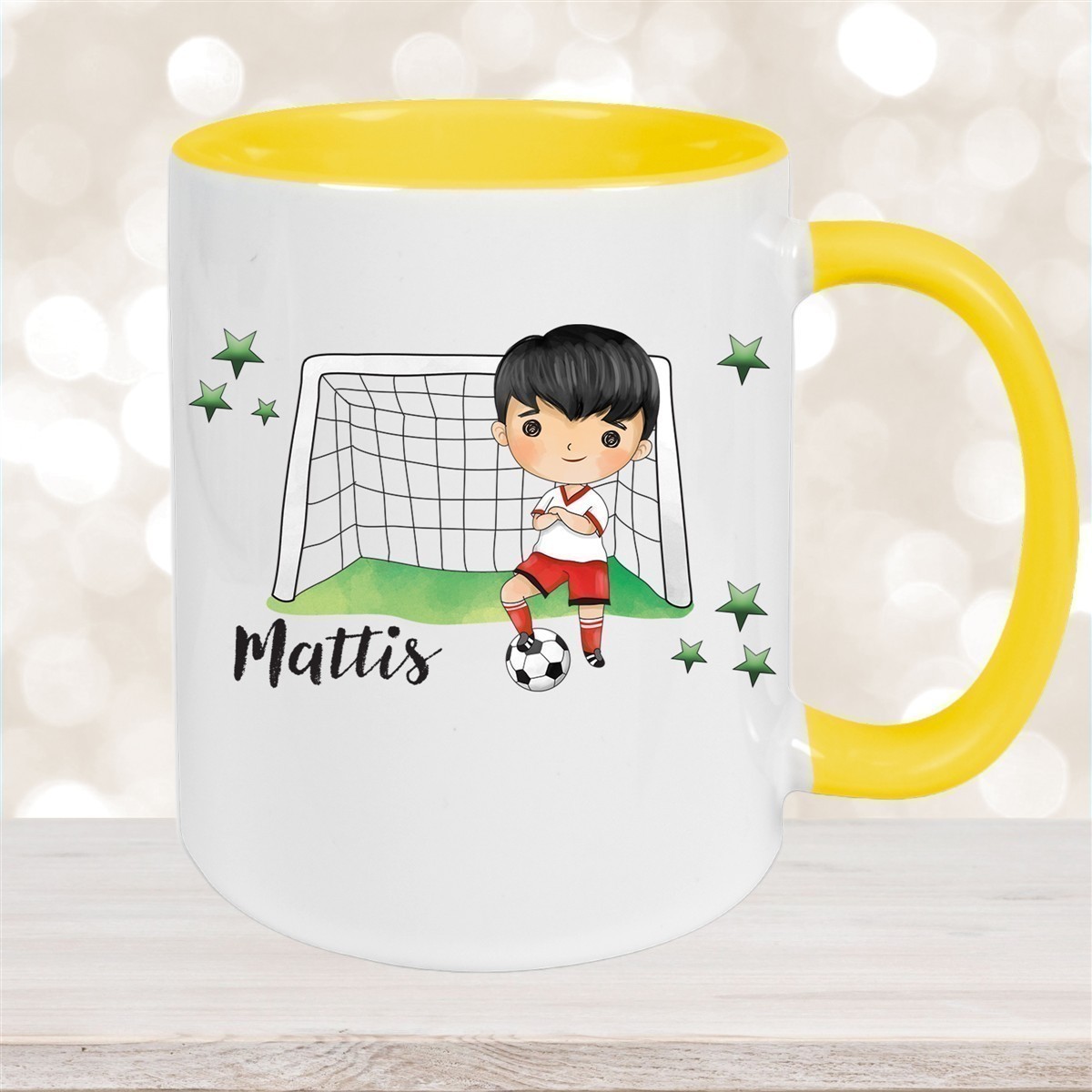 Tasse Fußball #2 Wunschname Keramik Kinderbecher personalisiert versch. Farben