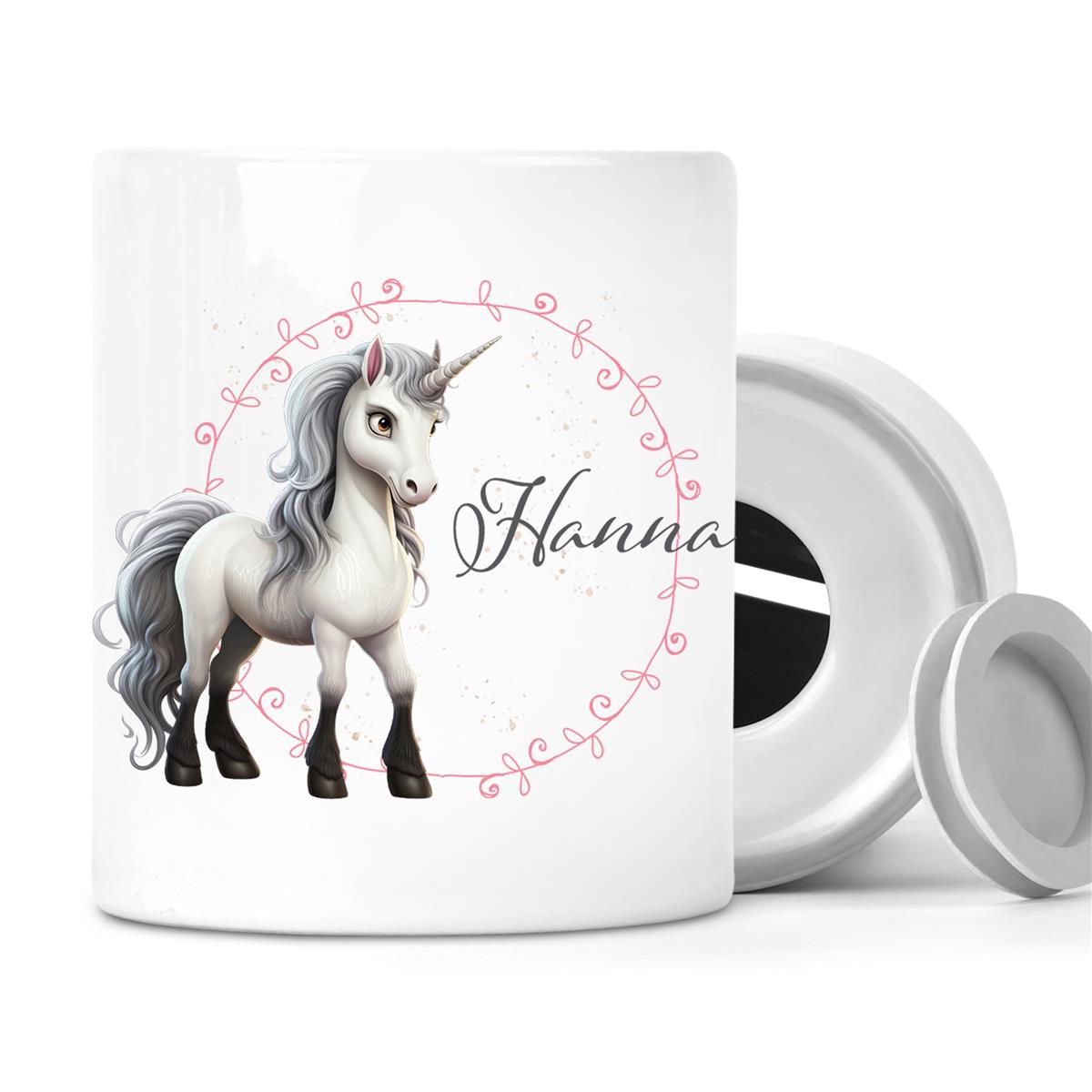Spardose mit Wunschname Einhorn 6 personalisiert
