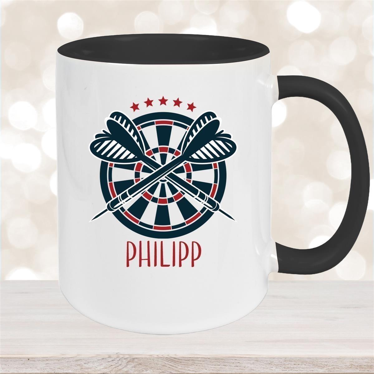 Tasse Dart 1 Wunschname Keramik Kinderbecher personalisiert versch. Farben