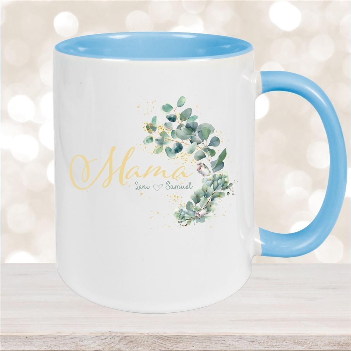 Tasse Muttertag 8 Wunschnamen Keramik Personalisiert versch. Farben