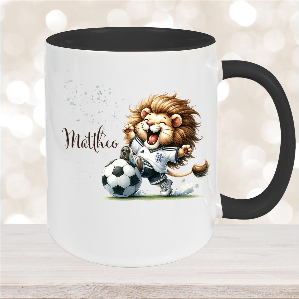 Tasse Fußball #9 Wunschname Keramik Kinderbecher personalisiert versch. Farben