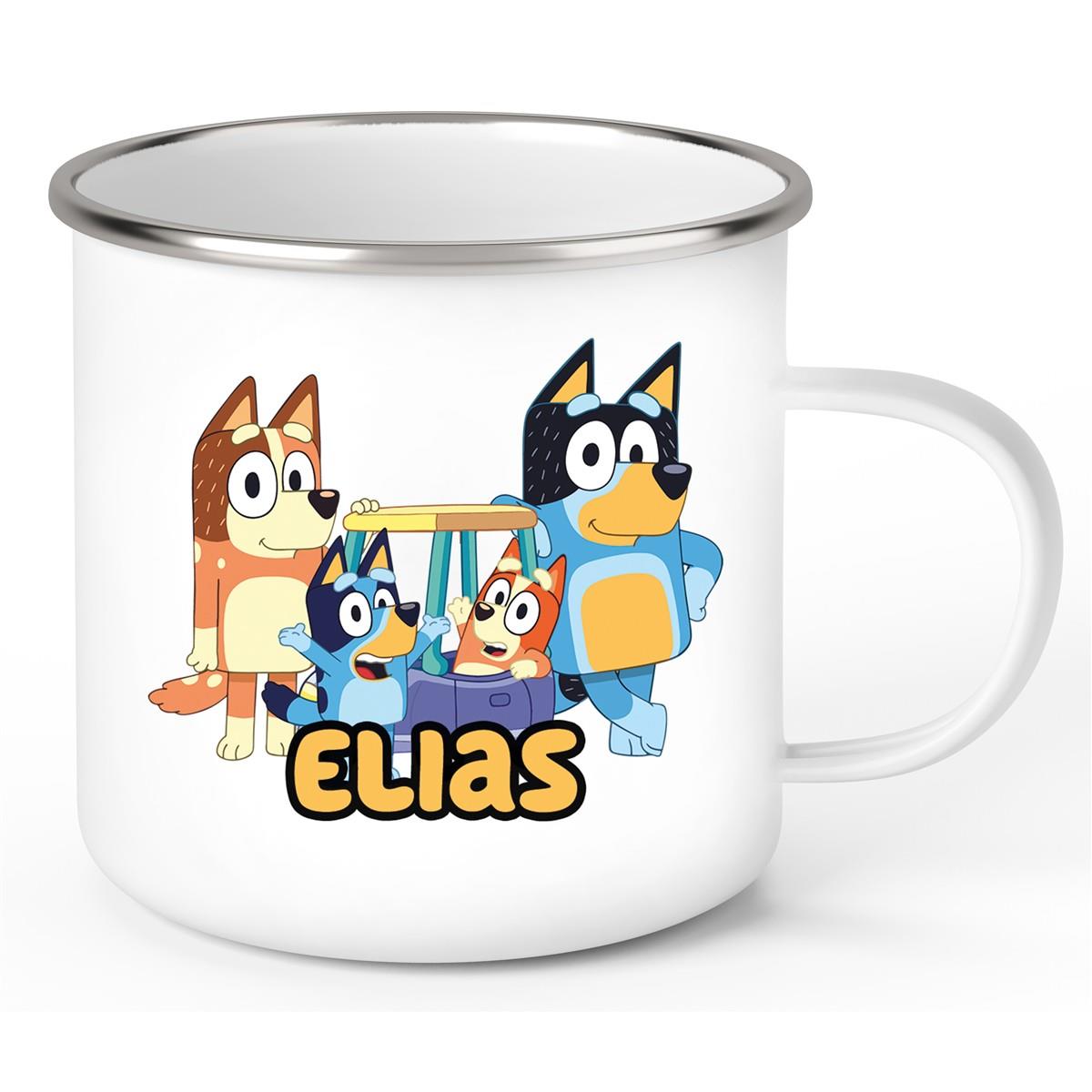 Tasse Bluey 2 Wunschname Emaille Kinderbecher personalisiert