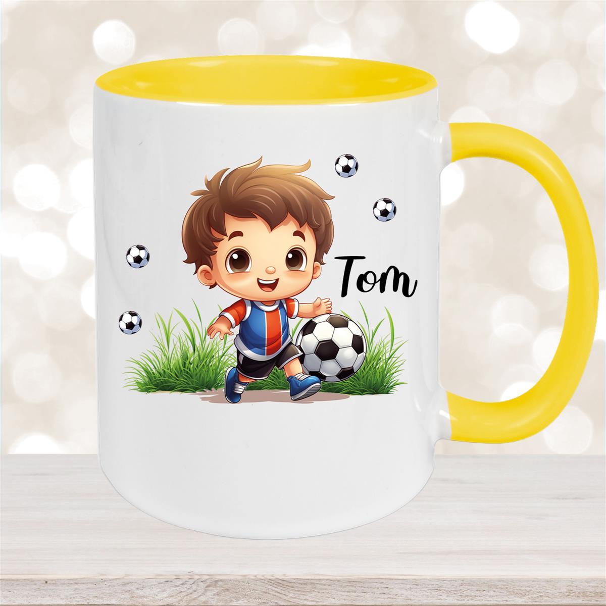 Tasse Fußball #8 Wunschname Keramik Kinderbecher personalisiert versch. Farben  