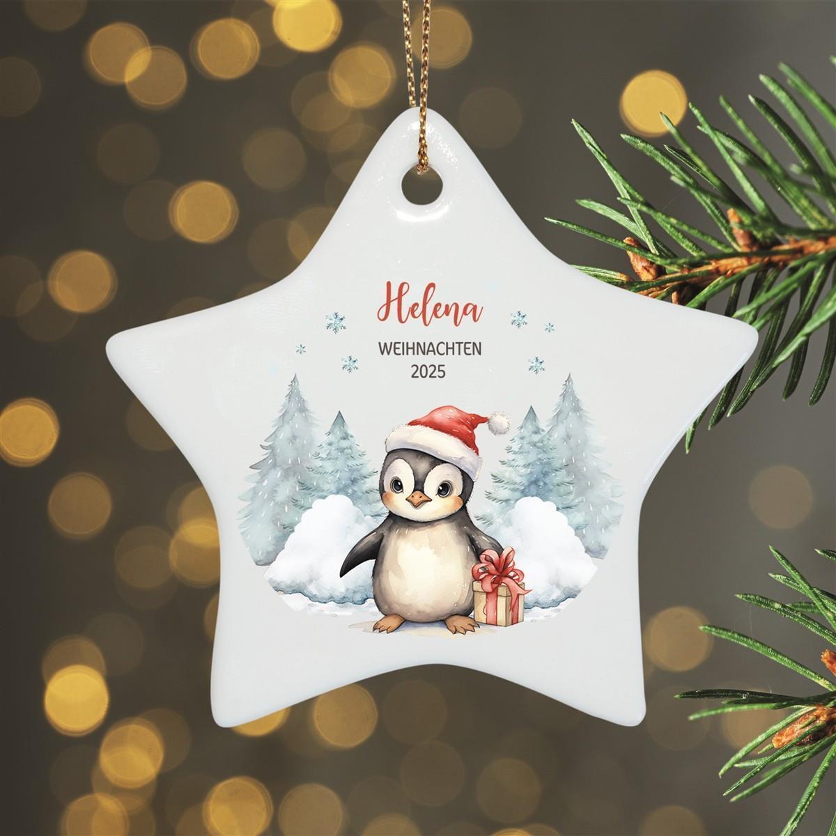 Weihnachtsanhänger personalisiert Pinguin erstes Weihnachten 1 Name Motiv Anhänger Keramik, Weihnachtsschmuck, Weihnachtskugel, Christbaumschmuck versch. Formen