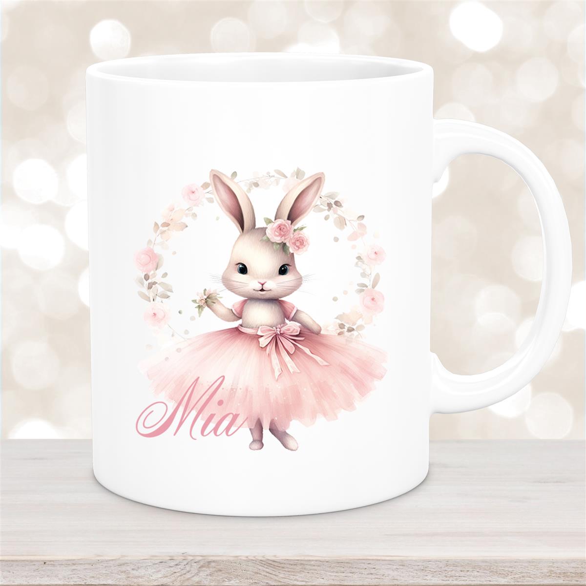 Tasse Ballerina #5 Wunschname Keramik Kinderbecher personalisiert Weiß