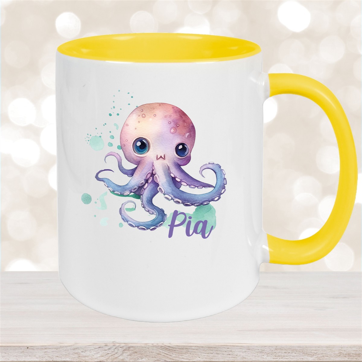 Tasse Wunschname Meerestiere-Oktopus #1 Keramik Kinderbecher versch. Farben