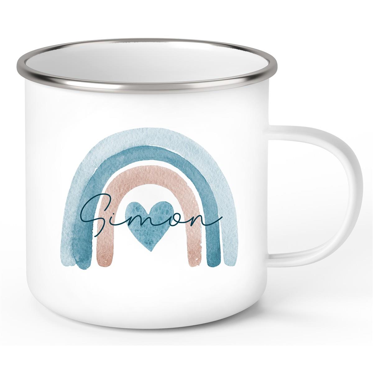 Tasse Wunschname Regenbogen 6 Emaille Kinderbecher