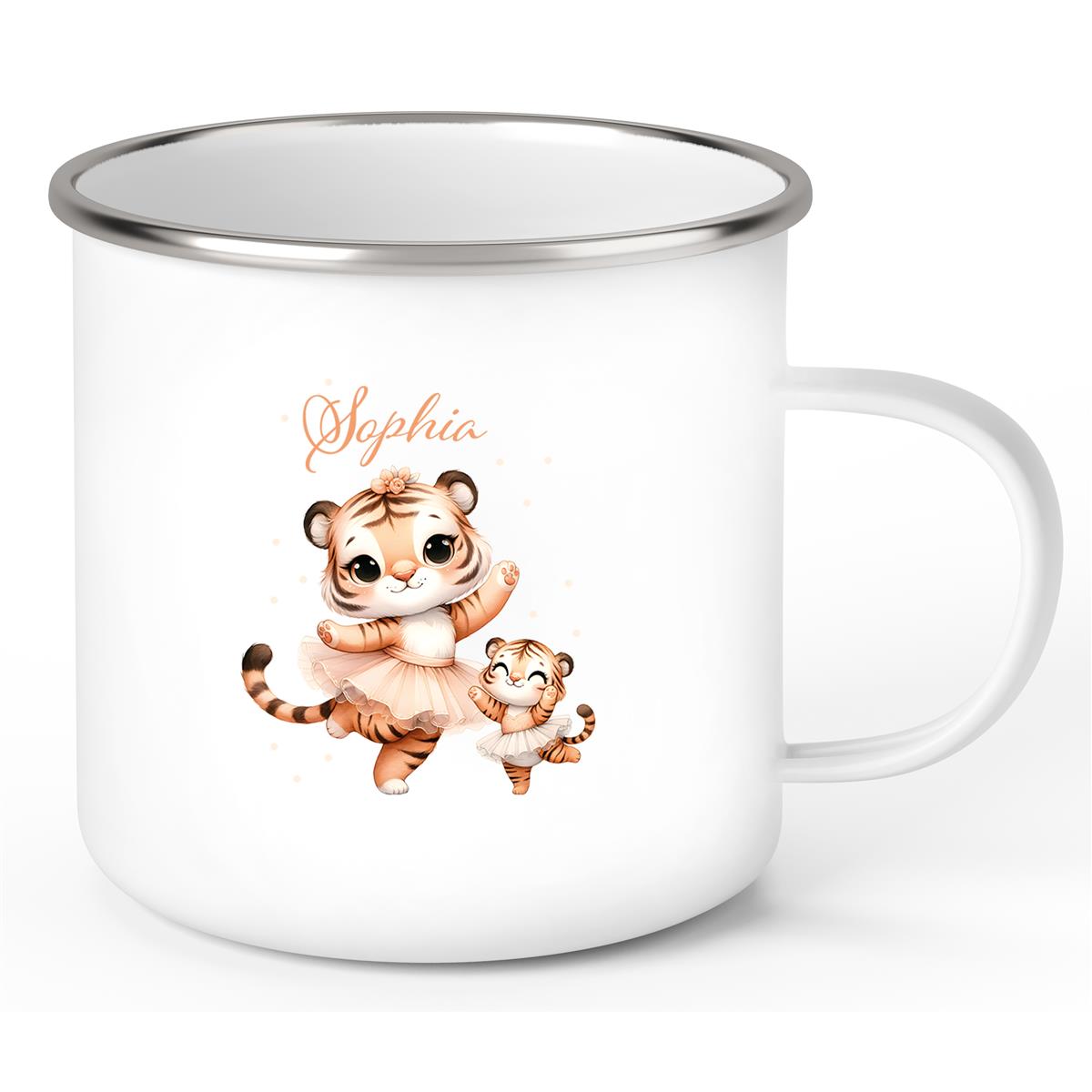 Tasse Wunschname Tiger 2 Emaille Kinderbecher