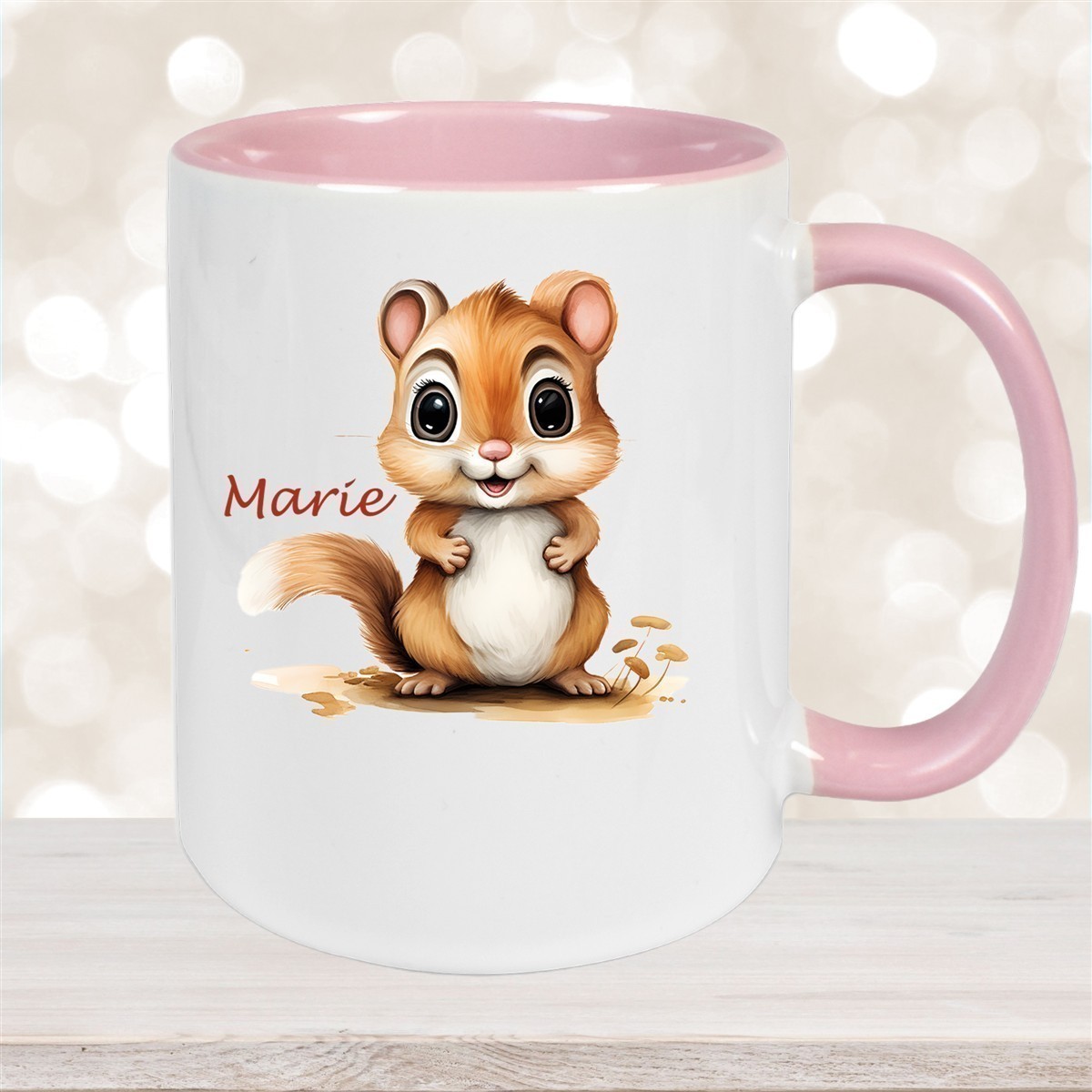 Tasse Wunschname Chipmunk #2 Keramik Kinderbecher personalisiert versch. Farben