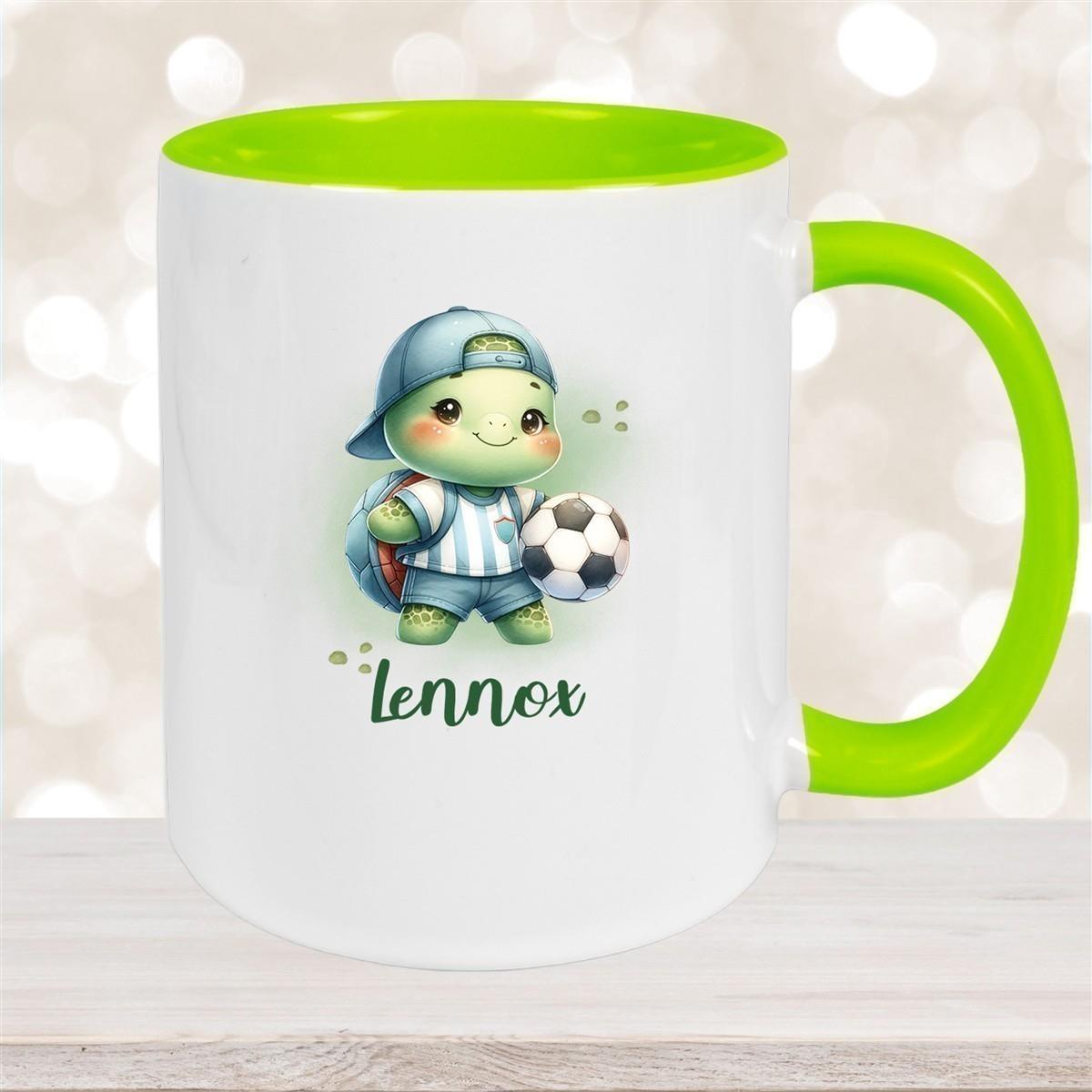 Tasse Wunschname Fußball 14 Personalisiert Keramik Kinderbecher versch. Farben