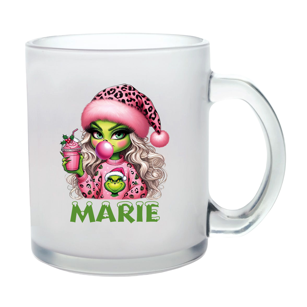 Milchglastasse Wunschname Weihnachten Lady-Grinch #5 Glas Kinderbecher SONDEREDITION Milchglastasse Wunschname Weihnachten Lady-Grinch #5 Glas Kinderbecher SONDEREDITION