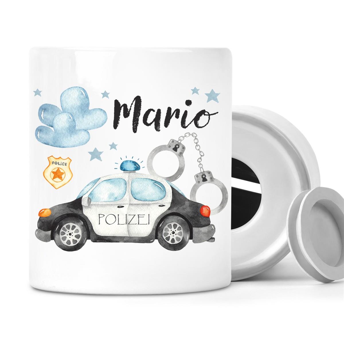 Spardose mit Wunschname Polizei 1 personalisiert