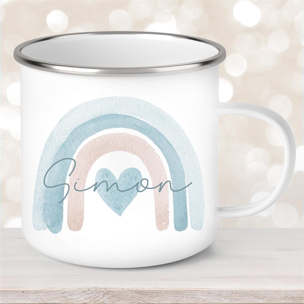 Tasse Wunschname Regenbogen #6 Emaille Kinderbecher Tasse Wunschname Regenbogen #6 Emaille Kinderbecher