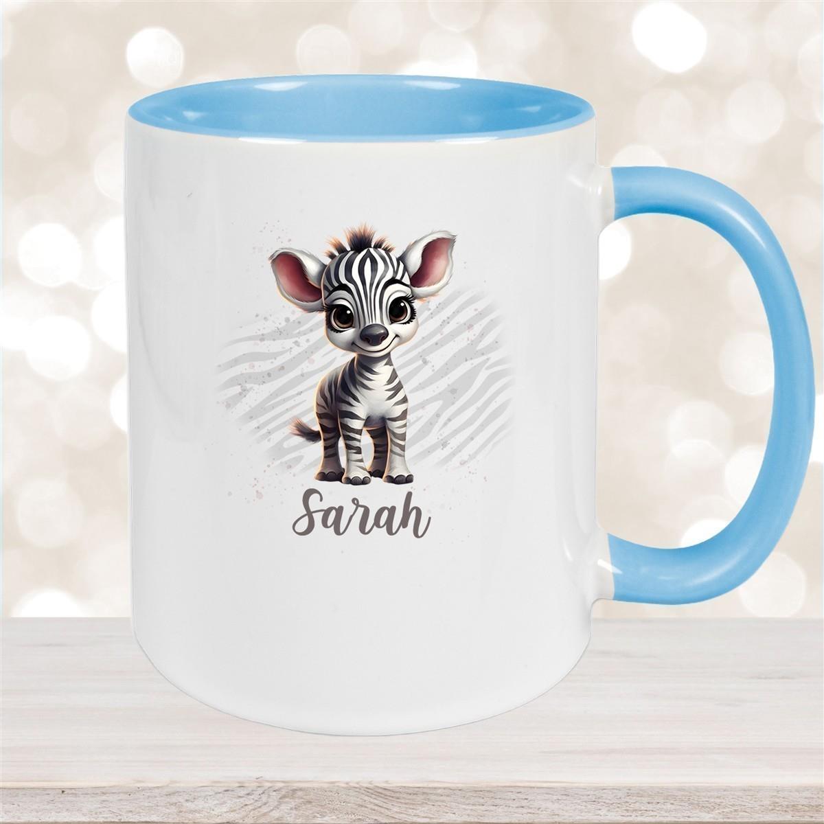 Tasse Wunschname Zebra 1 Keramik Kinderbecher versch. Farben