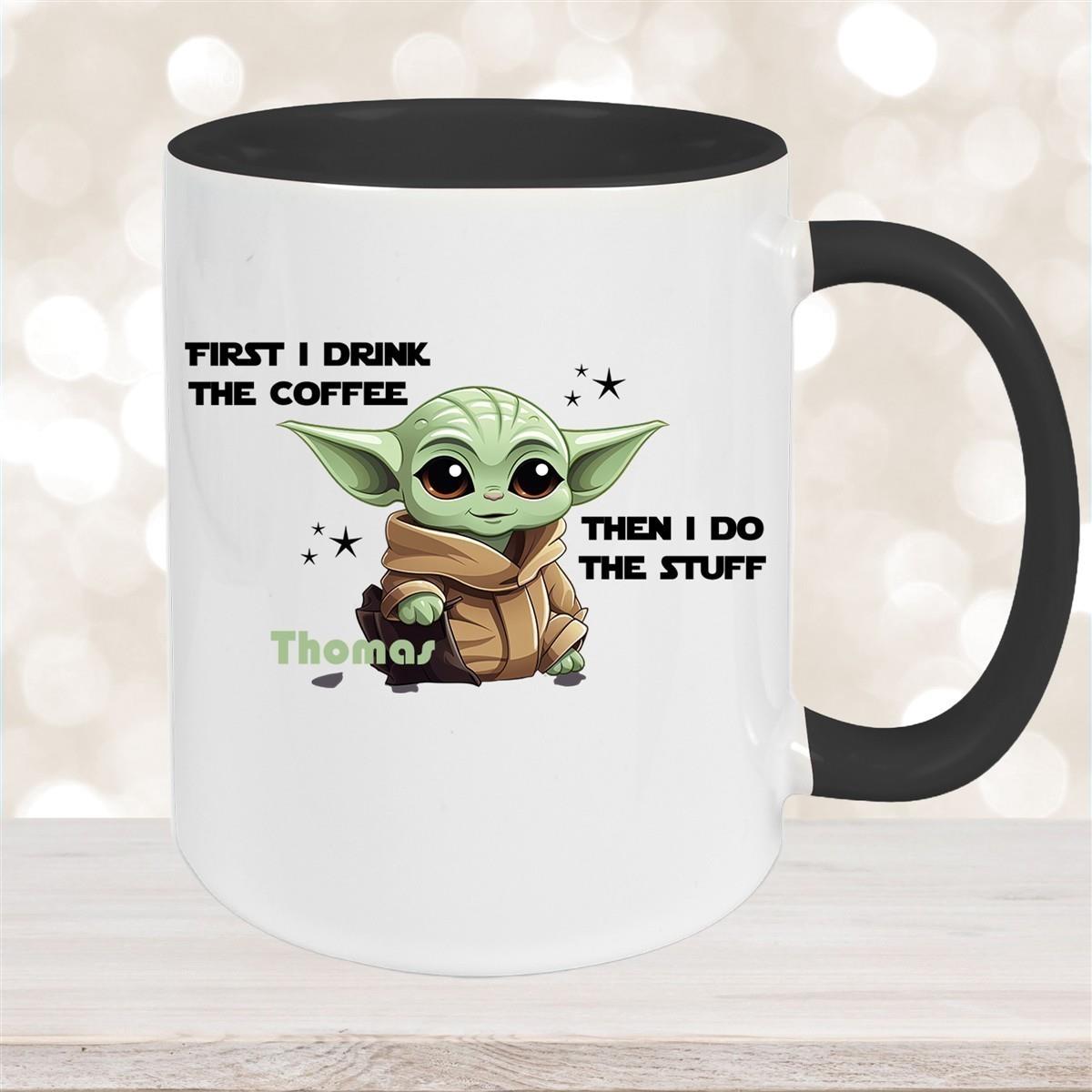 Tasse Wunschname Baby-Yoda 2 Keramik Kinderbecher personalisiert versch. Farben