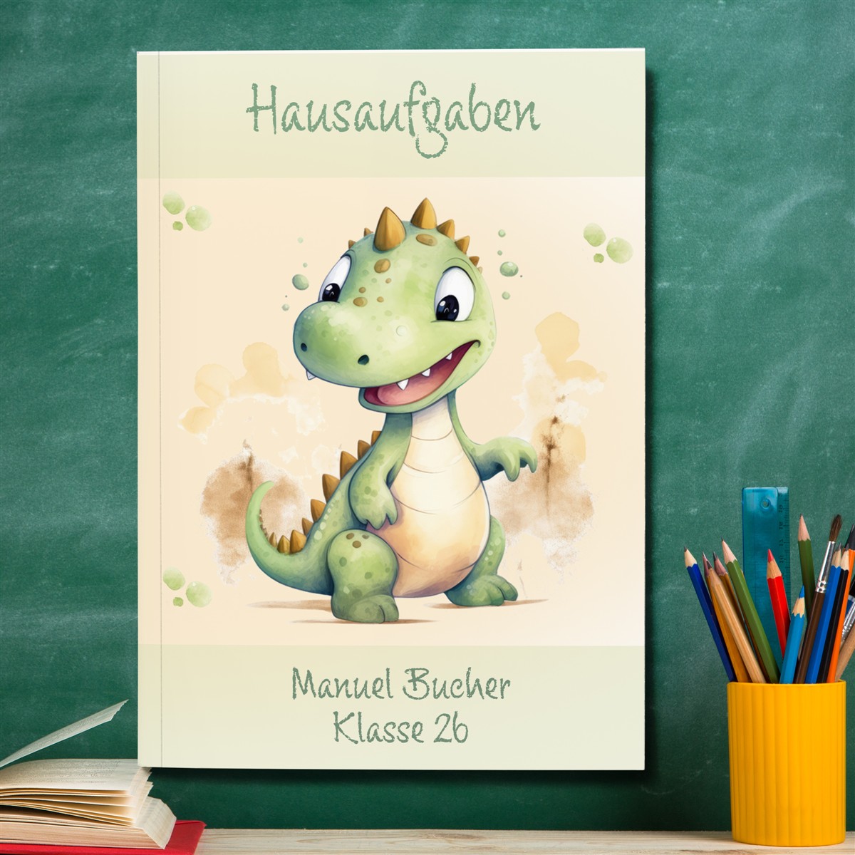 Hausaufgabenheft Dino #3  DIN A5 - 48 Blatt mit Name und Klasse Hausaufgabenheft Dino #3  DIN A5 - 48 Blatt mit Name und Klasse