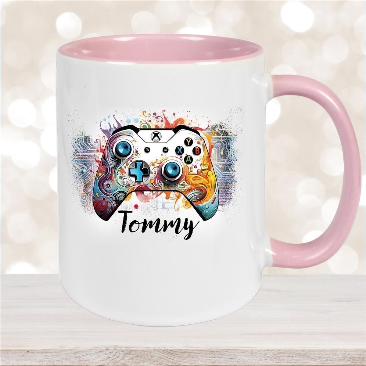 Tasse Gamer 2 Wunschname Keramik Kinderbecher personalisiert versch. Farben