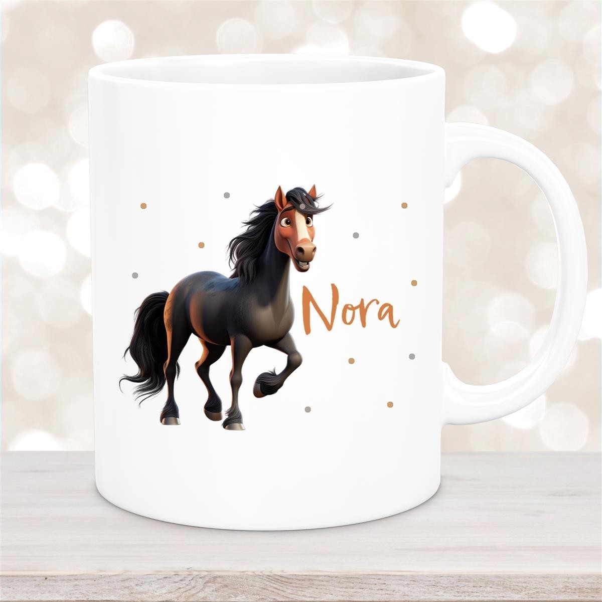 Tasse Pferd #2 Wunschname Keramik Kinderbecher personalisiert Weiß