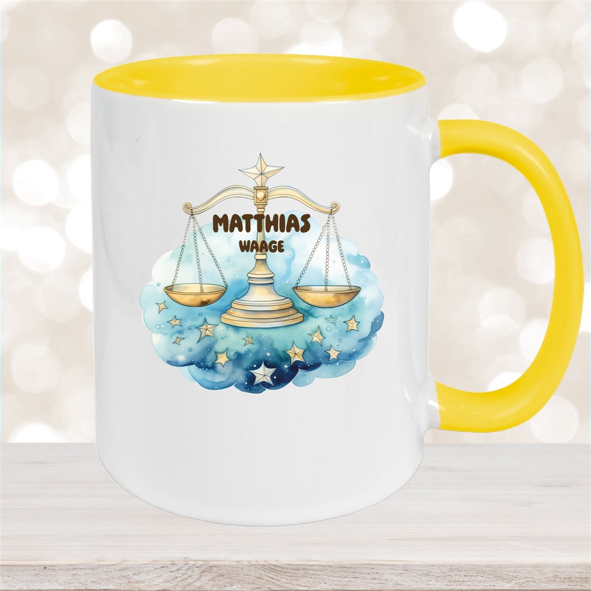 Tasse Sternzeichen Kinder Waage #1 Wunschname Keramik Kinderbecher personalisiert versch. Farben