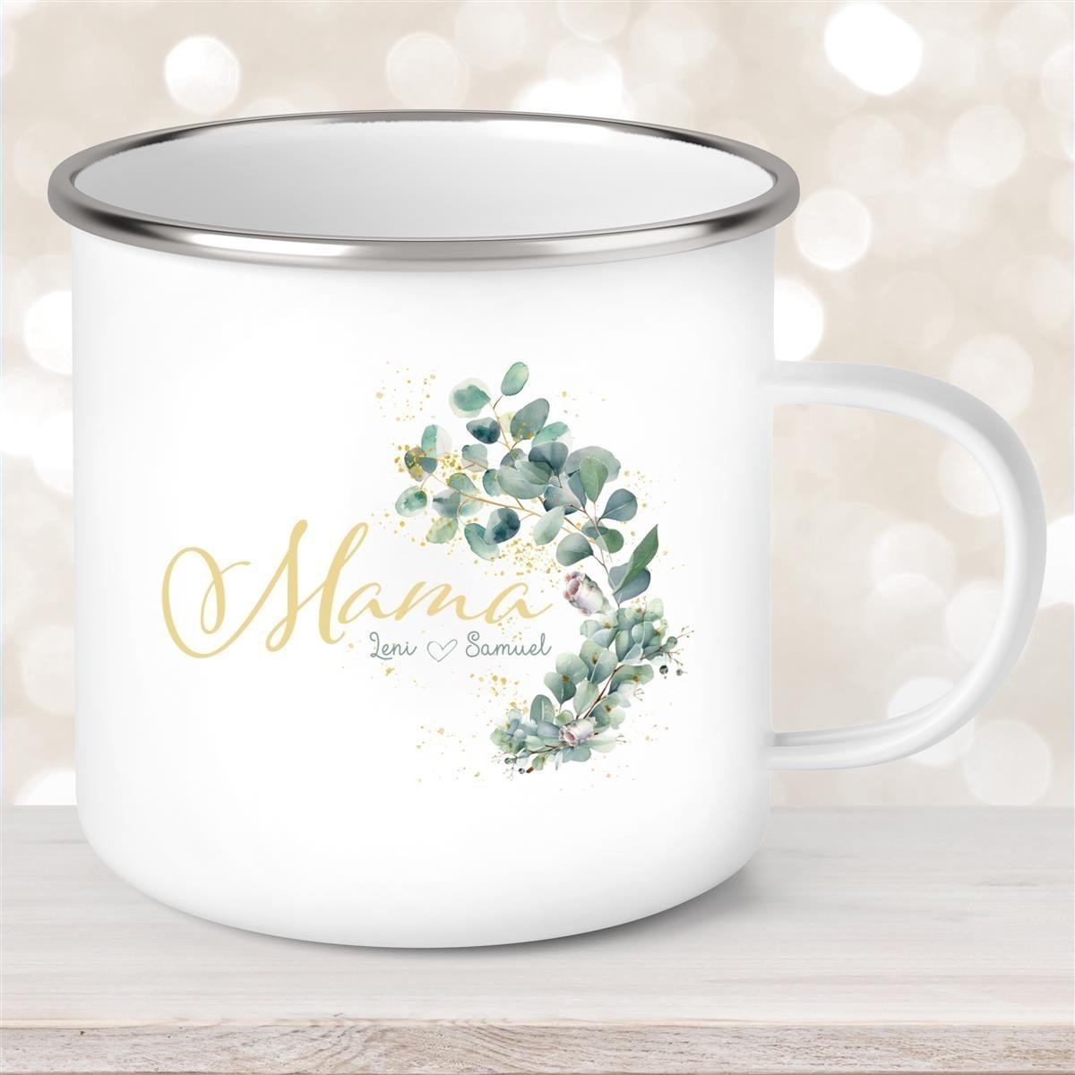 Tasse Muttertag #8 Wunschnamen Emaille Personalisiert Tasse Muttertag #8 Wunschnamen Emaille Personalisiert